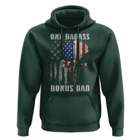 Funny One Badass Bonus Dad Hoodie Step Dad Fathers Day 4th Of July American Flag Skull - Wonder Print Shop