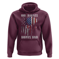 Funny One Badass Bonus Dad Hoodie Step Dad Fathers Day 4th Of July American Flag Skull - Wonder Print Shop
