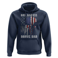 Funny One Badass Bonus Dad Hoodie Step Dad Fathers Day 4th Of July American Flag Skull - Wonder Print Shop
