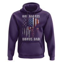 Funny One Badass Bonus Dad Hoodie Step Dad Fathers Day 4th Of July American Flag Skull - Wonder Print Shop