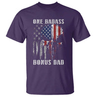Funny One Badass Bonus Dad T Shirt Step Dad Fathers Day 4th Of July American Flag Skull - Wonder Print Shop
