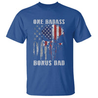 Funny One Badass Bonus Dad T Shirt Step Dad Fathers Day 4th Of July American Flag Skull - Wonder Print Shop