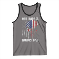 Funny One Badass Bonus Dad Tank Top Step Dad Fathers Day 4th Of July American Flag Skull - Wonder Print Shop