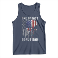 Funny One Badass Bonus Dad Tank Top Step Dad Fathers Day 4th Of July American Flag Skull - Wonder Print Shop