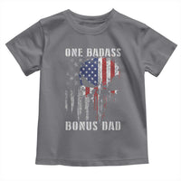 Funny One Badass Bonus Dad Toddler T Shirt Step Dad Fathers Day 4th Of July American Flag Skull - Wonder Print Shop