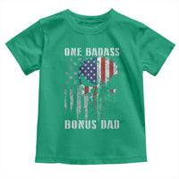 Funny One Badass Bonus Dad Toddler T Shirt Step Dad Fathers Day 4th Of July American Flag Skull - Wonder Print Shop