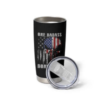 Funny One Badass Bonus Dad Tumbler Cup Step Dad Fathers Day 4th Of July American Flag Skull - Wonder Print Shop