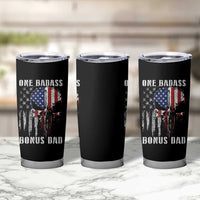 Funny One Badass Bonus Dad Tumbler Cup Step Dad Fathers Day 4th Of July American Flag Skull - Wonder Print Shop