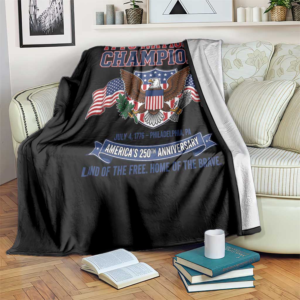 1776 National Champions 250th Anniversary USA Throw Blanket Land Of The Free Home Of The Brave