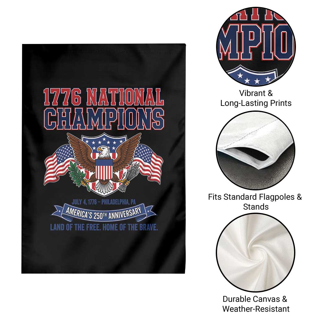 1776 National Champions 250th Anniversary USA Garden Flag Land Of The Free Home Of The Brave