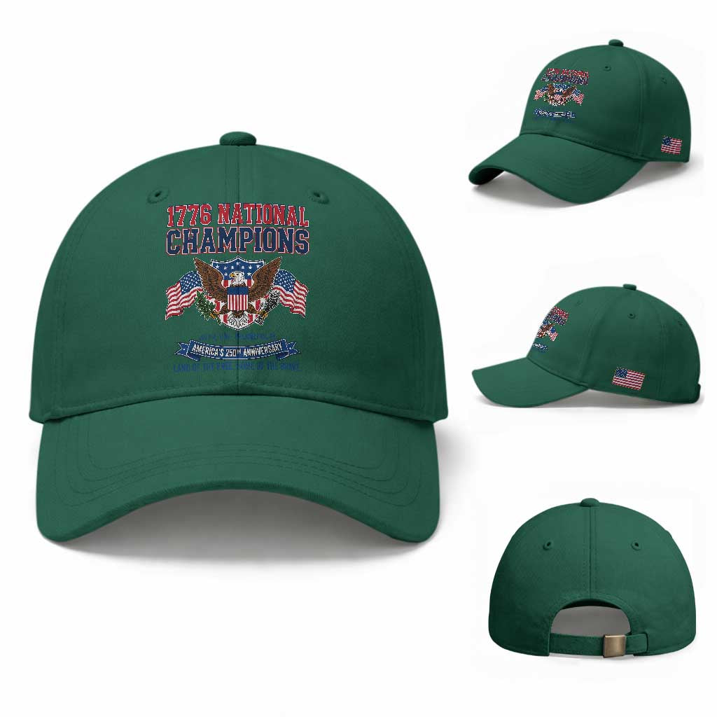 1776 National Champions 250th Anniversary USA Baseball Cap Land Of The Free Home Of The Brave