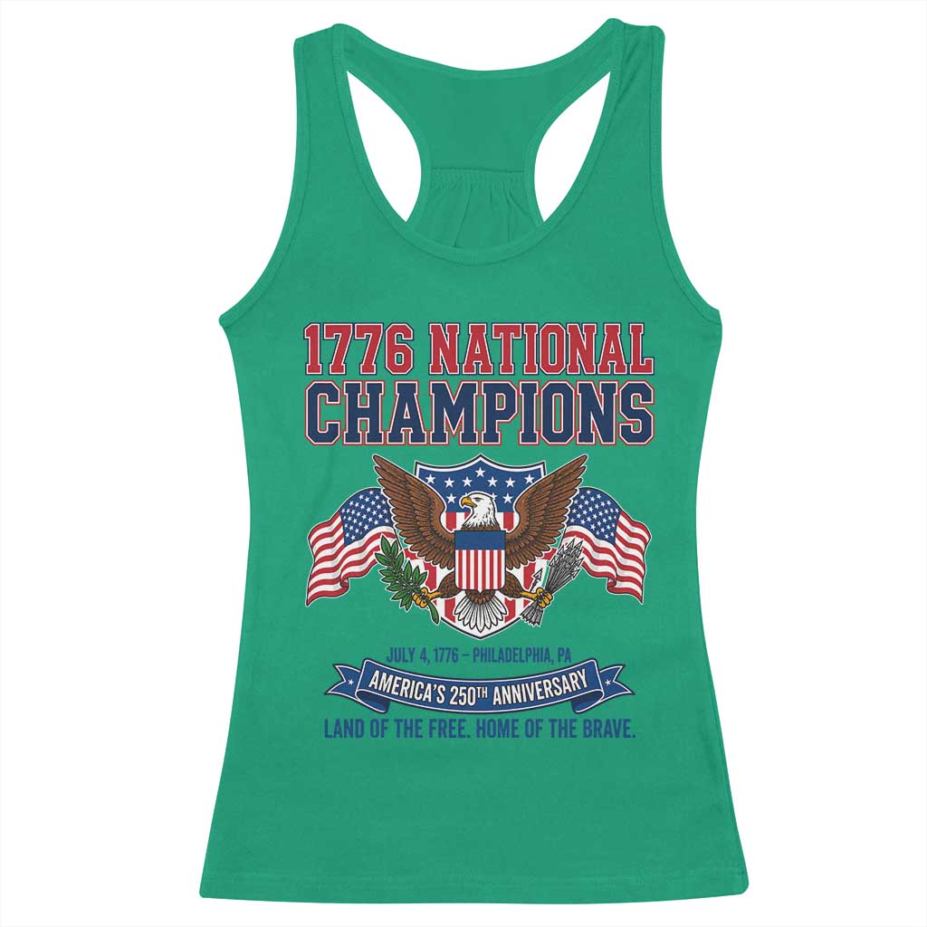 1776 National Champions 250th Anniversary USA Racerback Tank Top Land Of The Free Home Of The Brave