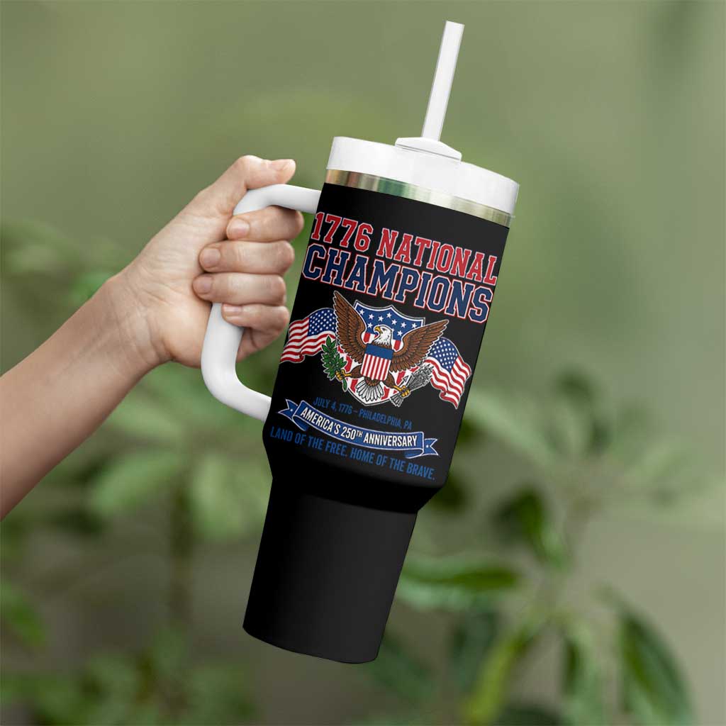 1776 National Champions 250th Anniversary USA Tumbler With Handle Land Of The Free Home Of The Brave
