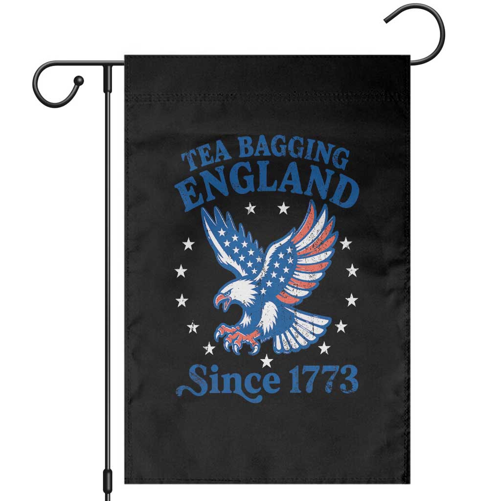 Tea Bagging England Since 1773 Garden Flag Patriotic Eagle 4th of July