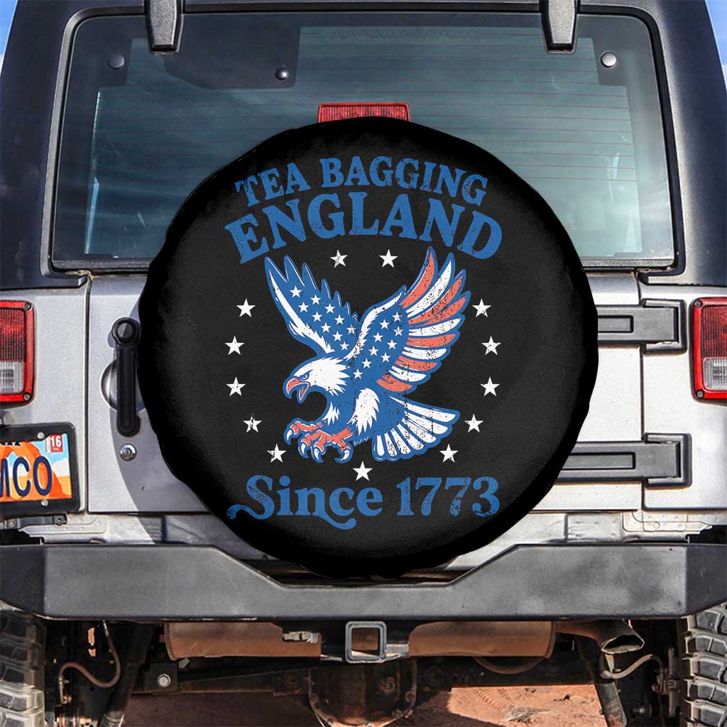 Tea Bagging England Since 1773 Spare Tire Cover Patriotic Eagle 4th of July