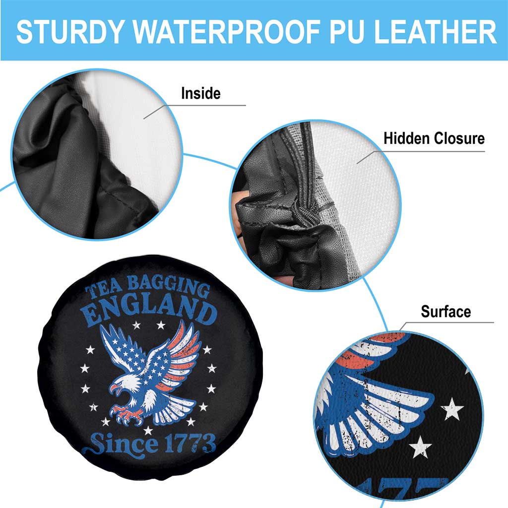 Tea Bagging England Since 1773 Spare Tire Cover Patriotic Eagle 4th of July