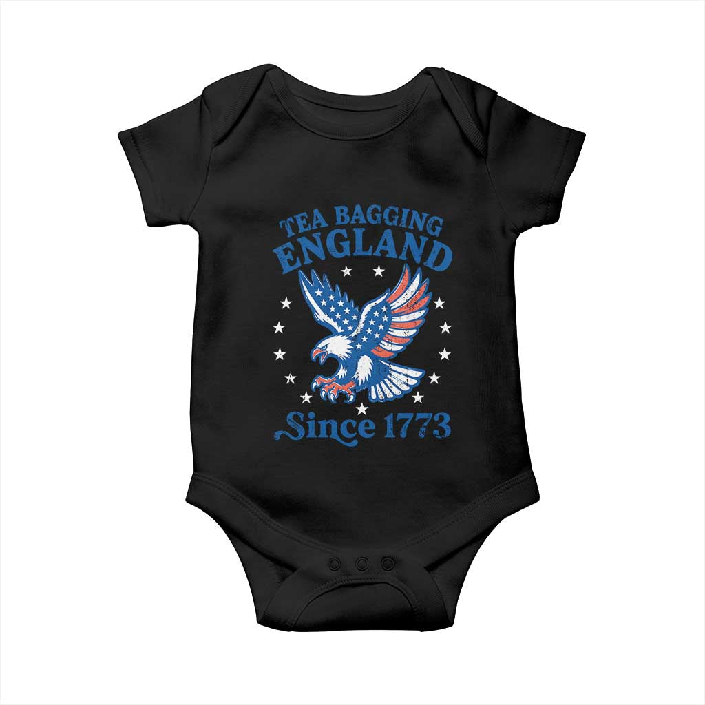 Tea Bagging England Since 1773 Baby Onesie Patriotic Eagle 4th of July