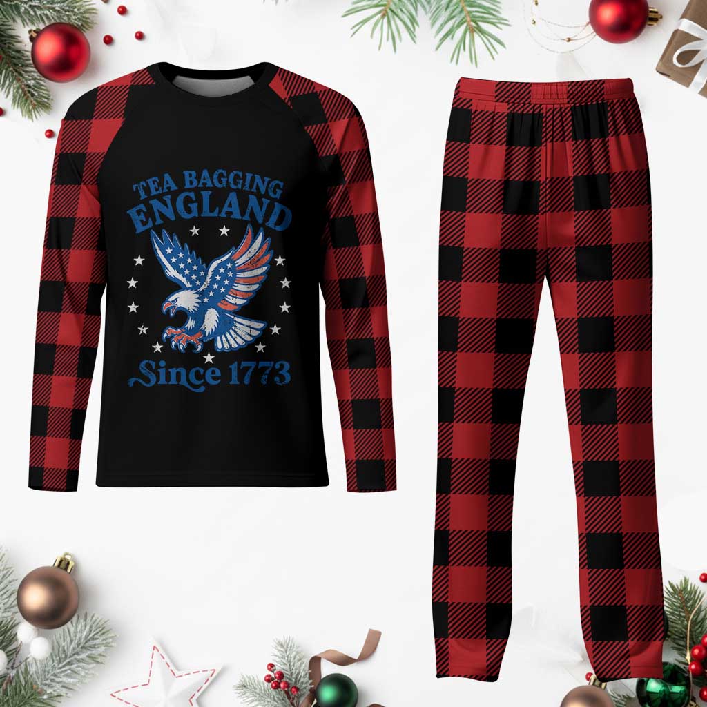 Tea Bagging England Since 1773 Plaid Pajama Set Patriotic Eagle 4th of July