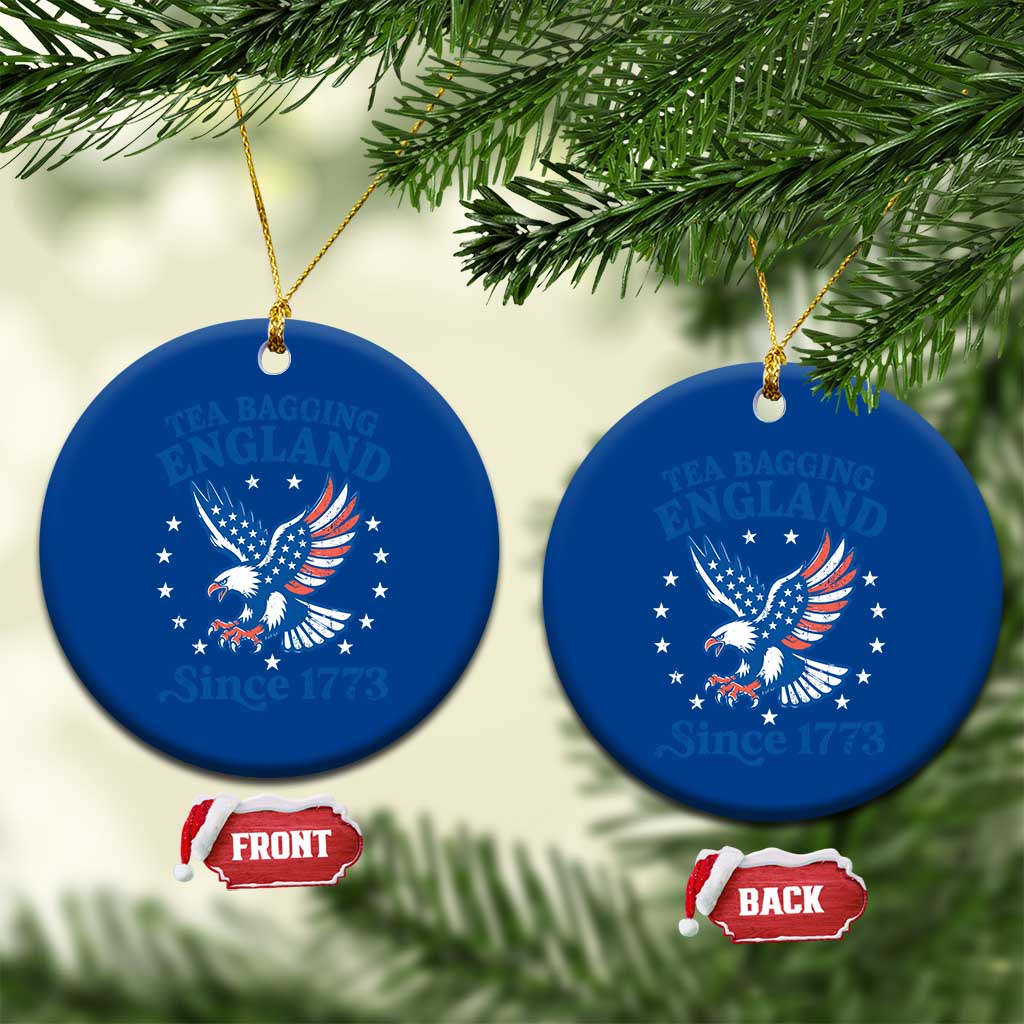 Tea Bagging England Since 1773 Ceramic Ornament Patriotic Eagle 4th of July
