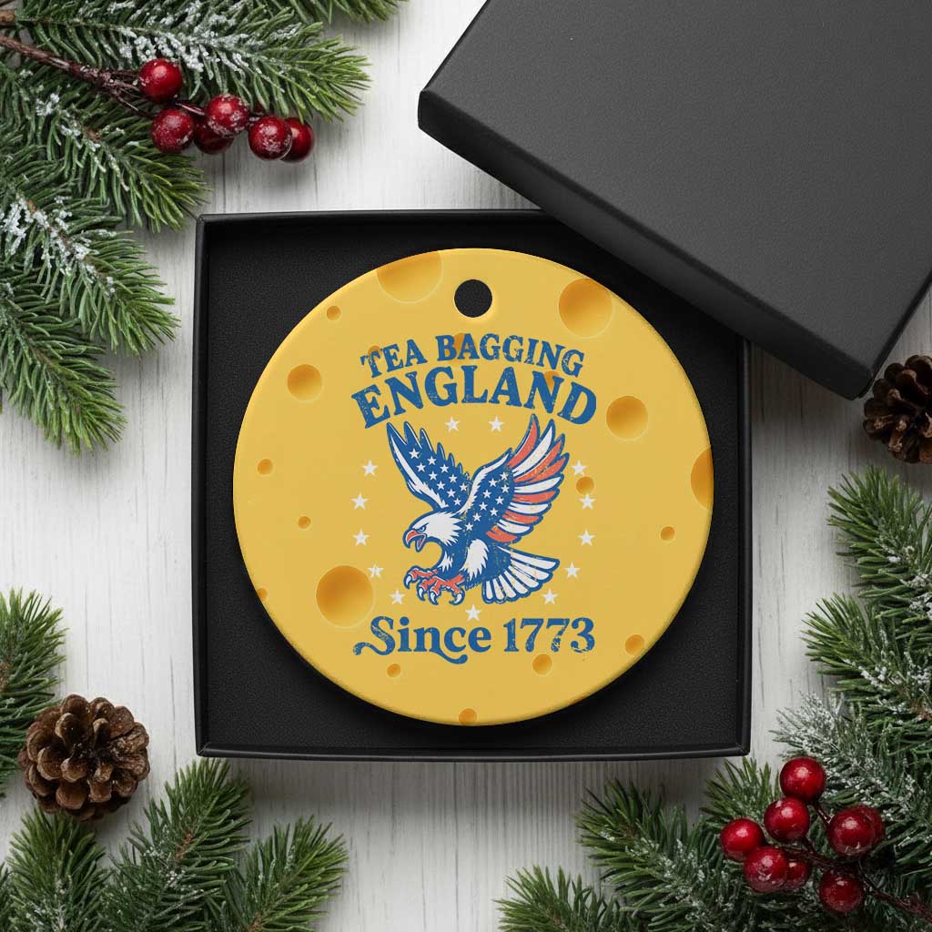 Tea Bagging England Since 1773 Ceramic Ornament Patriotic Eagle 4th of July