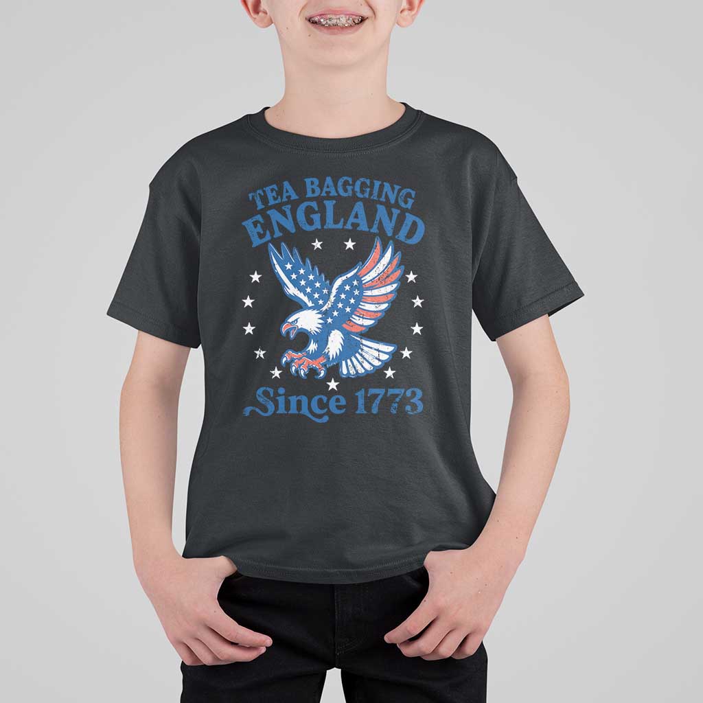 Tea Bagging England Since 1773 T Shirt For Kid Patriotic Eagle 4th of July