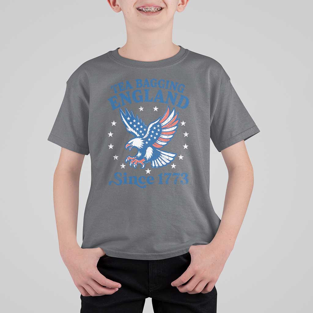 Tea Bagging England Since 1773 T Shirt For Kid Patriotic Eagle 4th of July