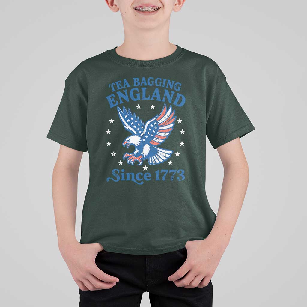 Tea Bagging England Since 1773 T Shirt For Kid Patriotic Eagle 4th of July
