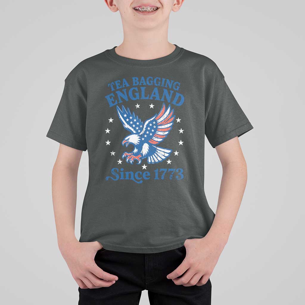 Tea Bagging England Since 1773 T Shirt For Kid Patriotic Eagle 4th of July
