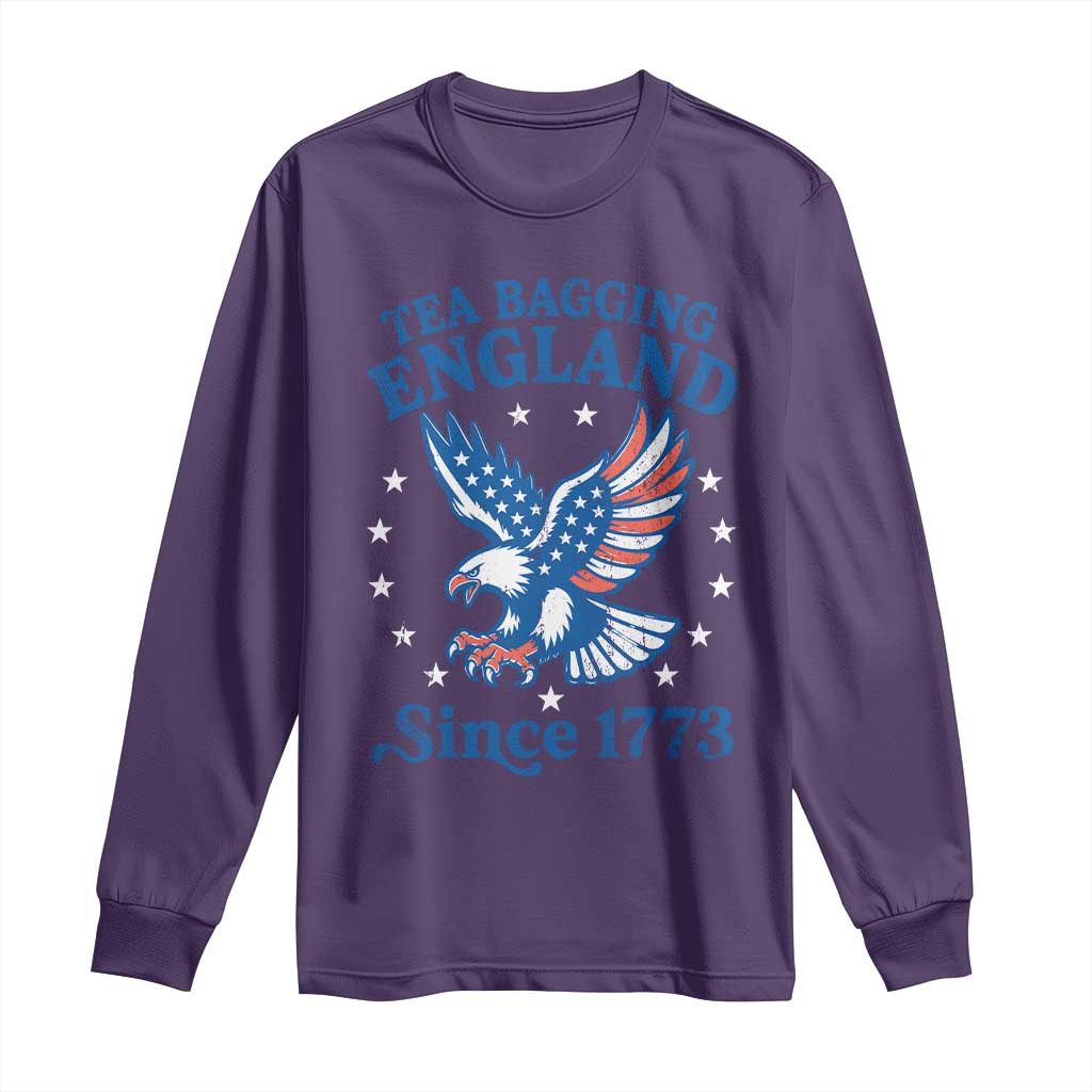 Tea Bagging England Since 1773 Long Sleeve Shirt Patriotic Eagle 4th of July