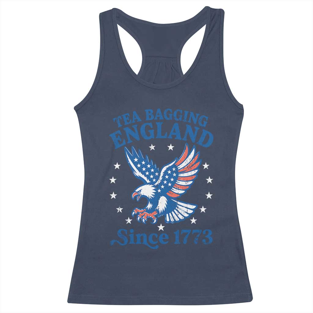 Tea Bagging England Since 1773 Racerback Tank Top Patriotic Eagle 4th of July