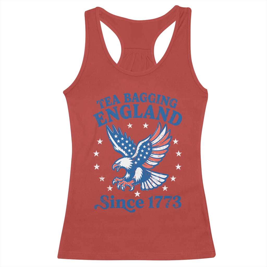 Tea Bagging England Since 1773 Racerback Tank Top Patriotic Eagle 4th of July