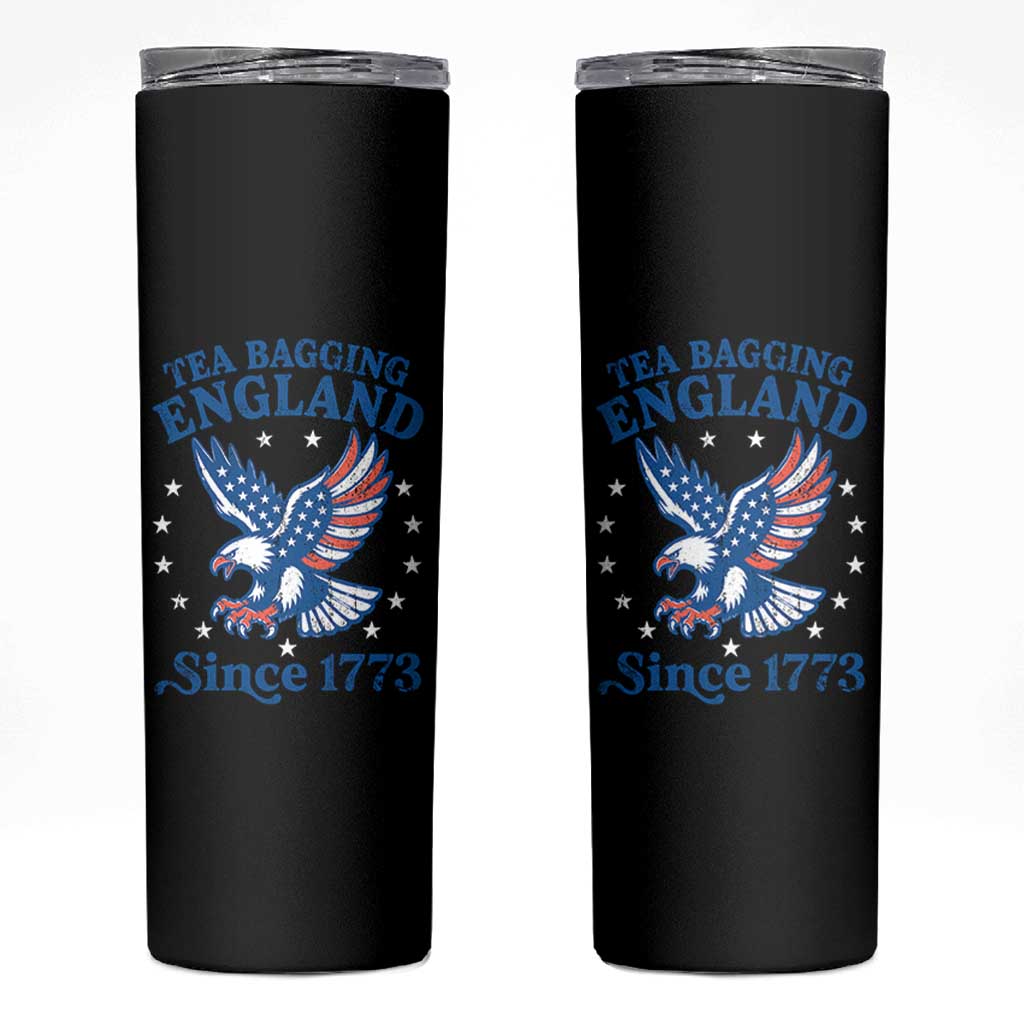 Tea Bagging England Since 1773 Skinny Tumbler Patriotic Eagle 4th of July