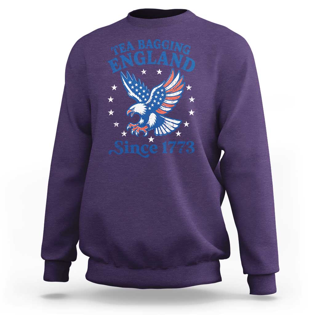 Tea Bagging England Since 1773 Sweatshirt Patriotic Eagle 4th of July