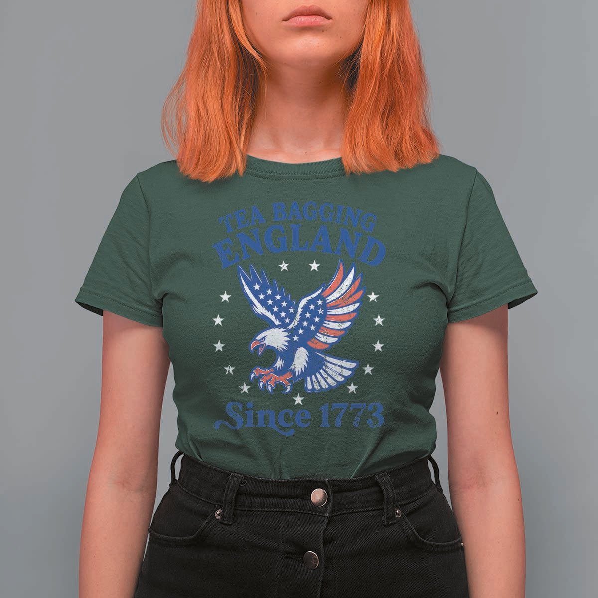 Tea Bagging England Since 1773 T Shirt For Women Patriotic Eagle 4th of July