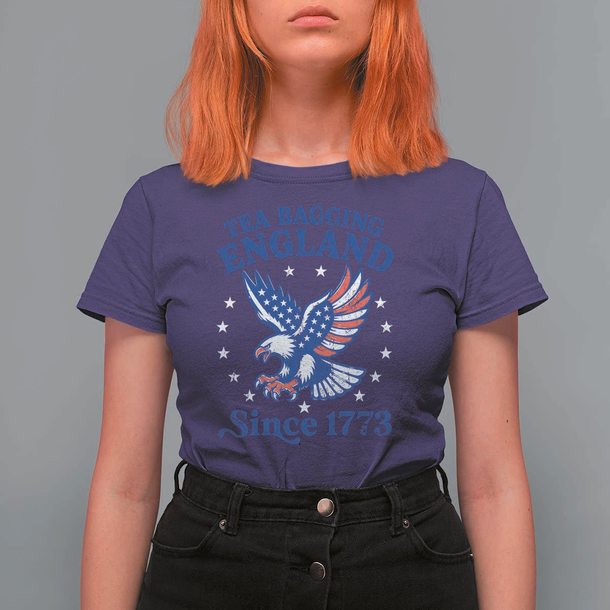 Tea Bagging England Since 1773 T Shirt For Women Patriotic Eagle 4th of July