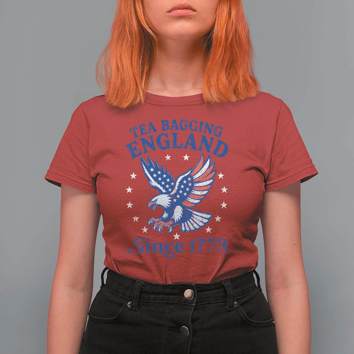 Tea Bagging England Since 1773 T Shirt For Women Patriotic Eagle 4th of July
