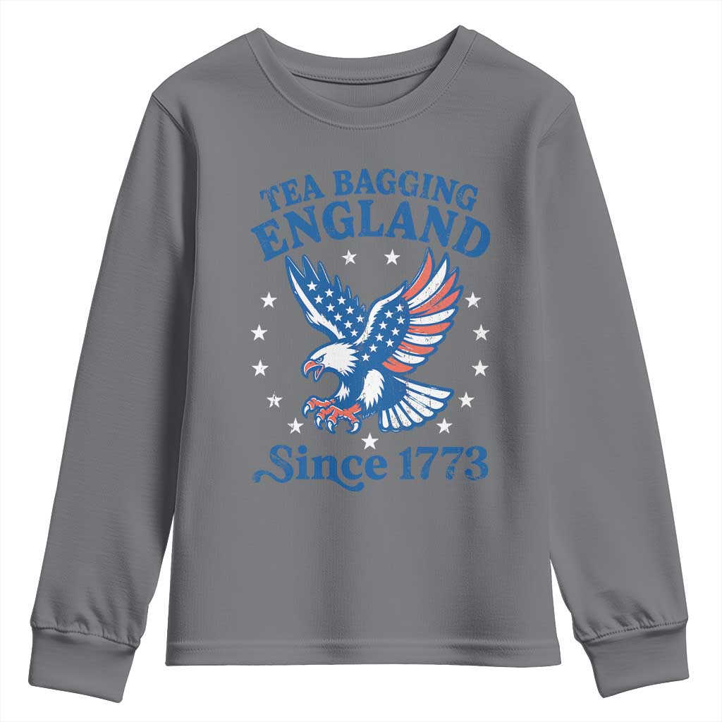 Tea Bagging England Since 1773 Youth Sweatshirt Patriotic Eagle 4th of July
