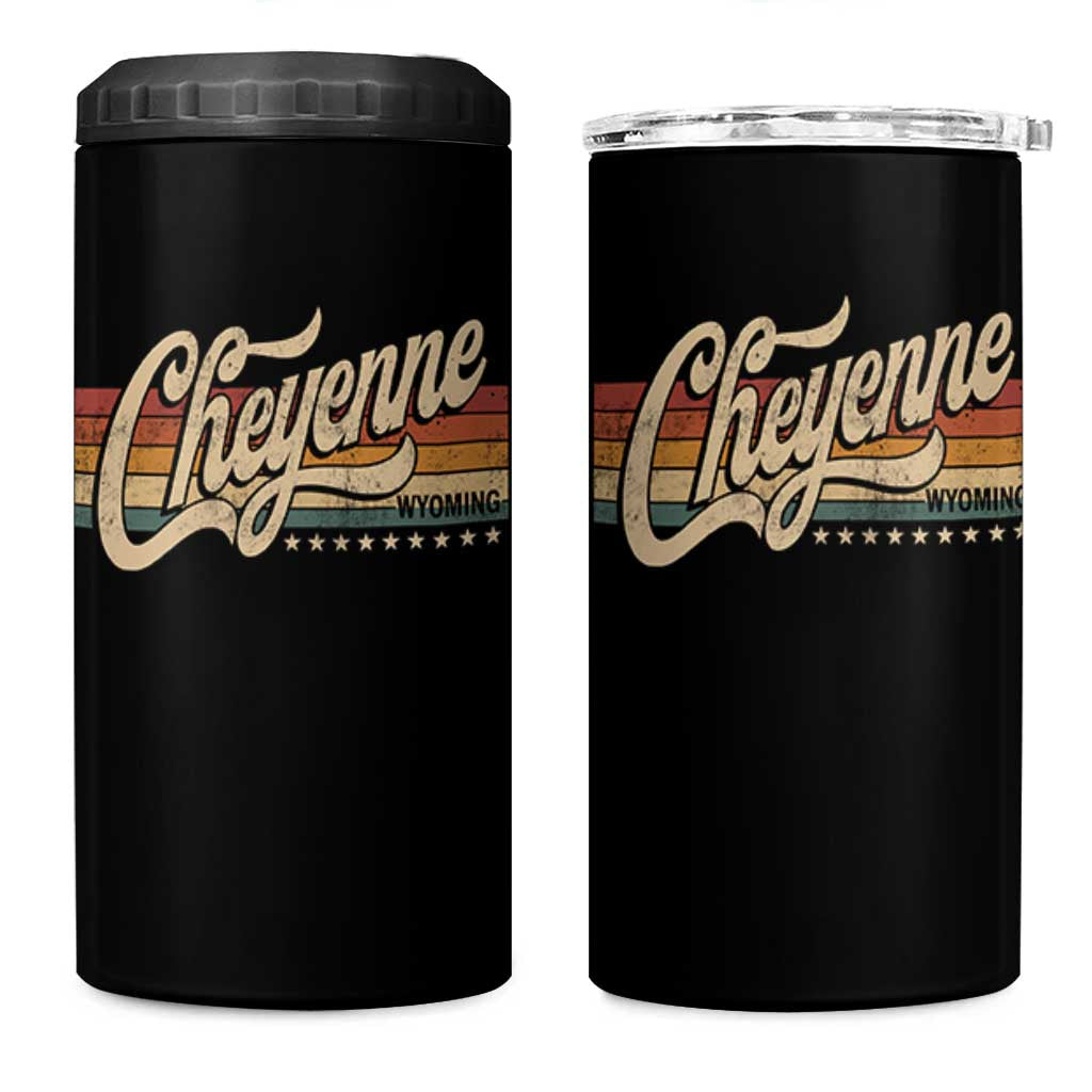 Cheyenne Wyoming Pride Retro Vintage WY State 4 in 1 Can Cooler Tumbler