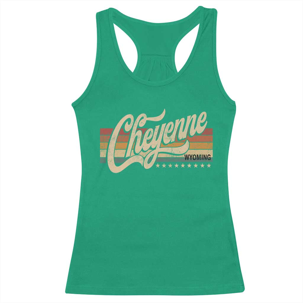 Cheyenne Wyoming Pride Retro Vintage WY State Racerback Tank Top