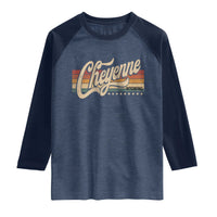 Cheyenne Wyoming Pride Retro Vintage WY State Raglan Shirt