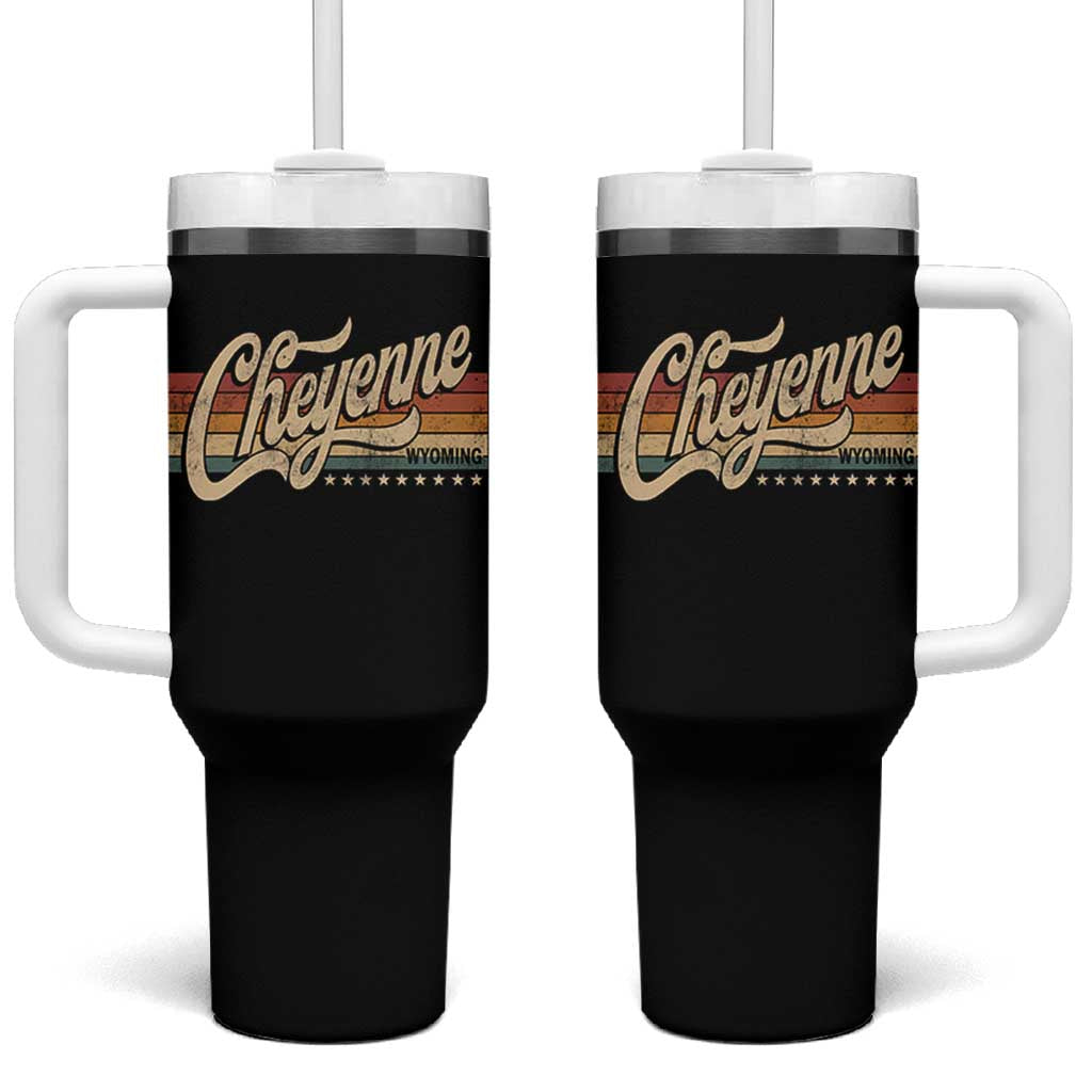Cheyenne Wyoming Pride Retro Vintage WY State Tumbler With Handle
