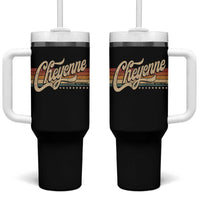 Cheyenne Wyoming Pride Retro Vintage WY State Tumbler With Handle