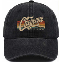 Cheyenne Wyoming Pride Retro Vintage WY State Washed Cotton Baseball Cap