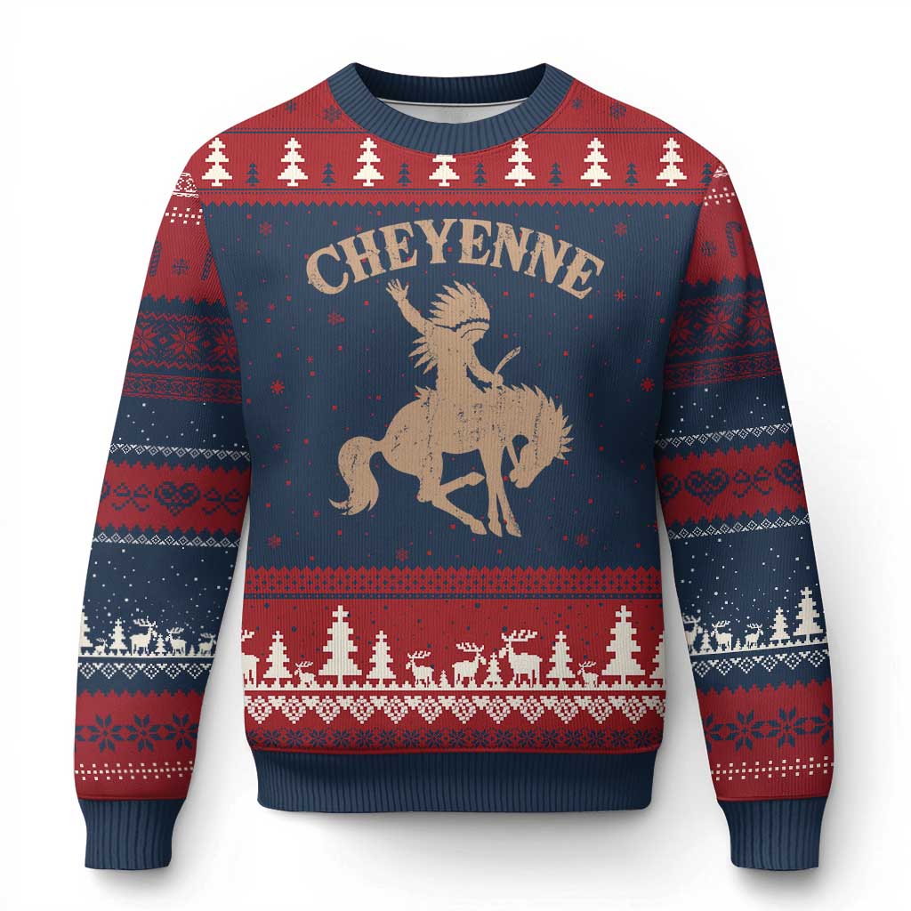 Cheyenne State Native American Cowboy Rodeo Ugly Christmas Sweater