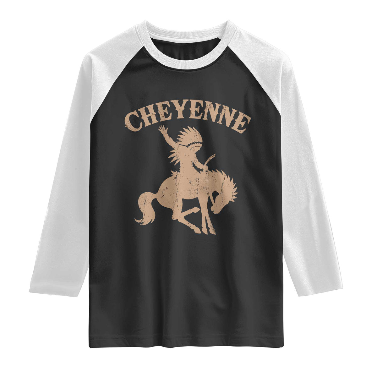 Cheyenne State Native American Cowboy Rodeo Raglan Shirt