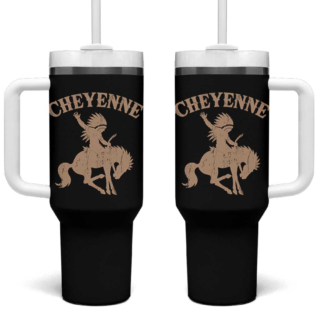 Cheyenne State Native American Cowboy Rodeo Tumbler With Handle