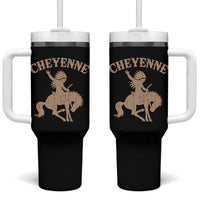 Cheyenne State Native American Cowboy Rodeo Tumbler With Handle