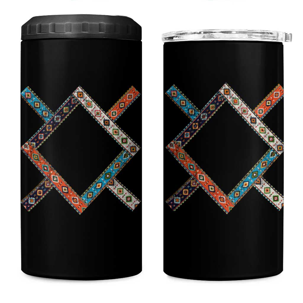 Northern Cheyenne Tribe Flag Montana Tribal Pattern 4 in 1 Can Cooler Tumbler