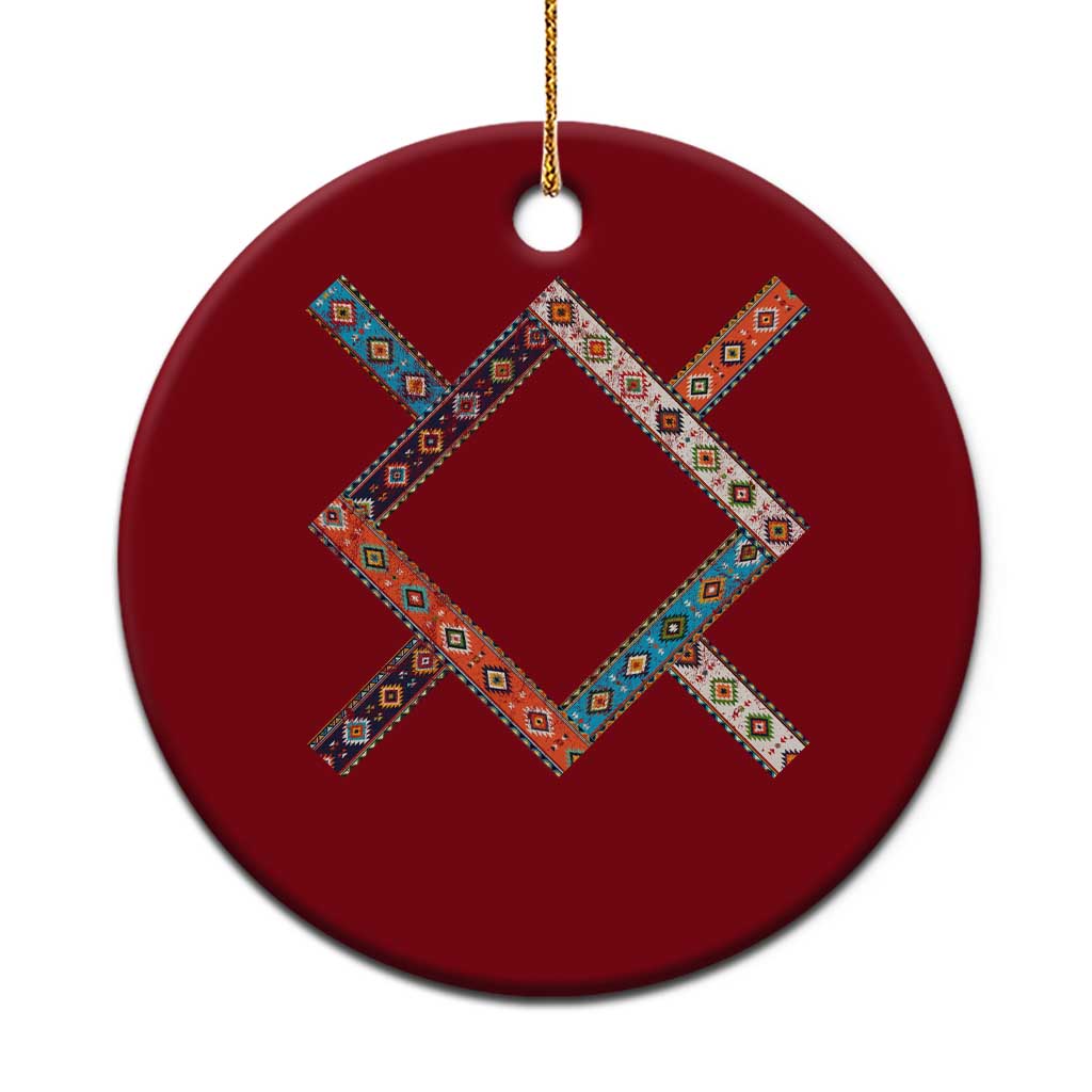 Northern Cheyenne Tribe Flag Montana Tribal Pattern Ceramic Ornament