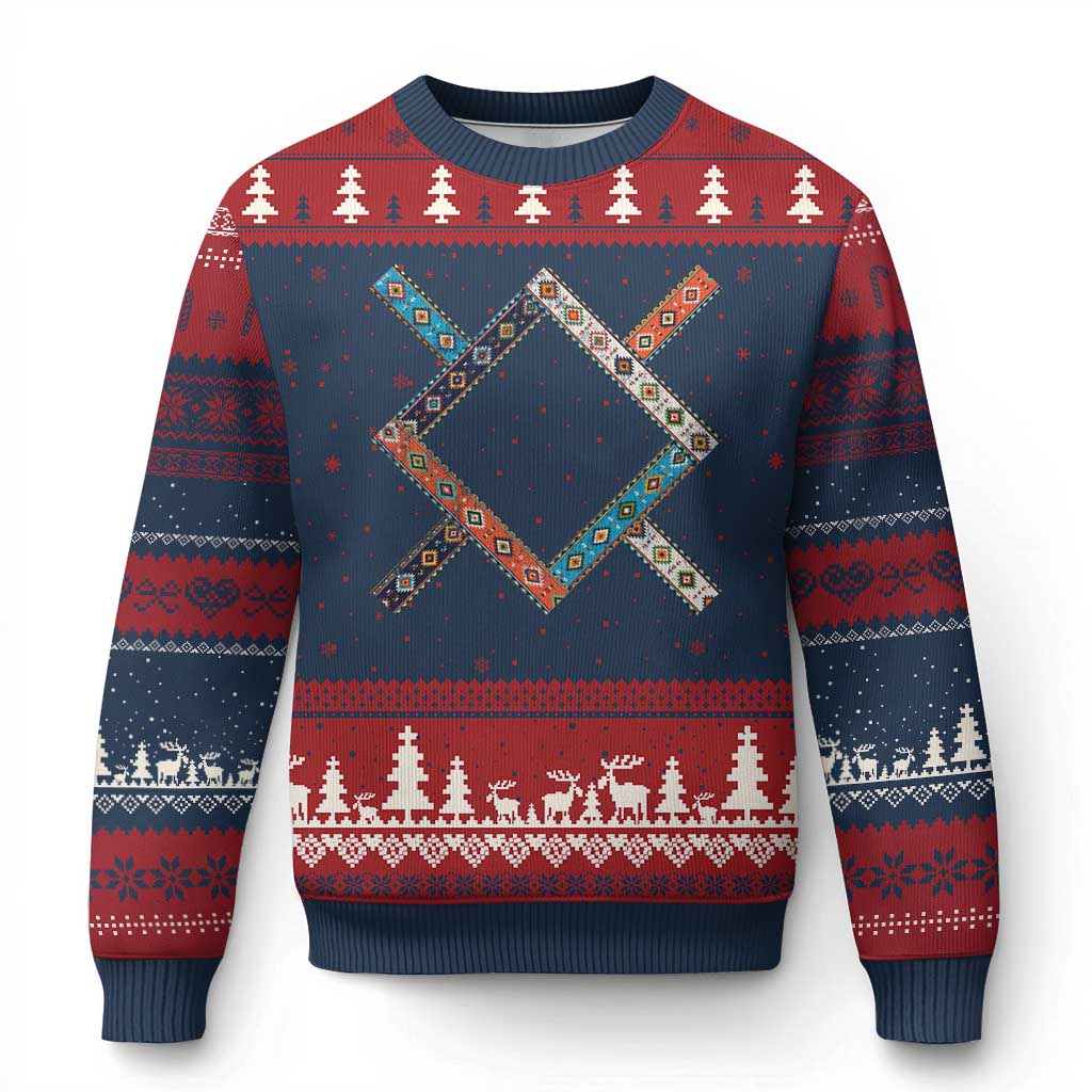 Northern Cheyenne Tribe Flag Montana Tribal Pattern Ugly Christmas Sweater